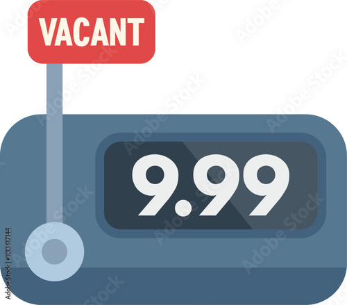Vacant taxi meter showing price of a ride, icon in flat style