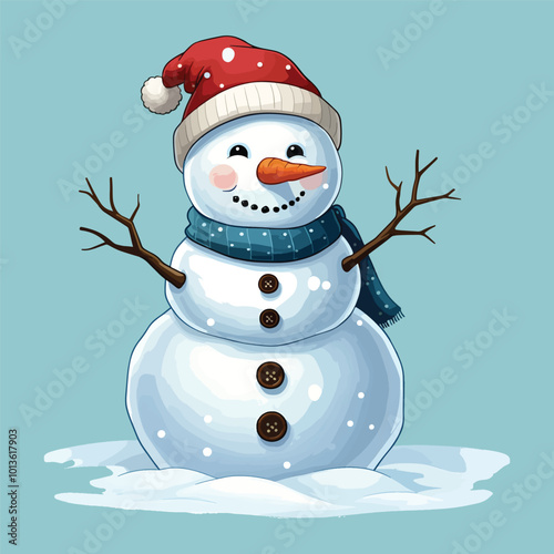 Playful Snowman Vector Illustration 