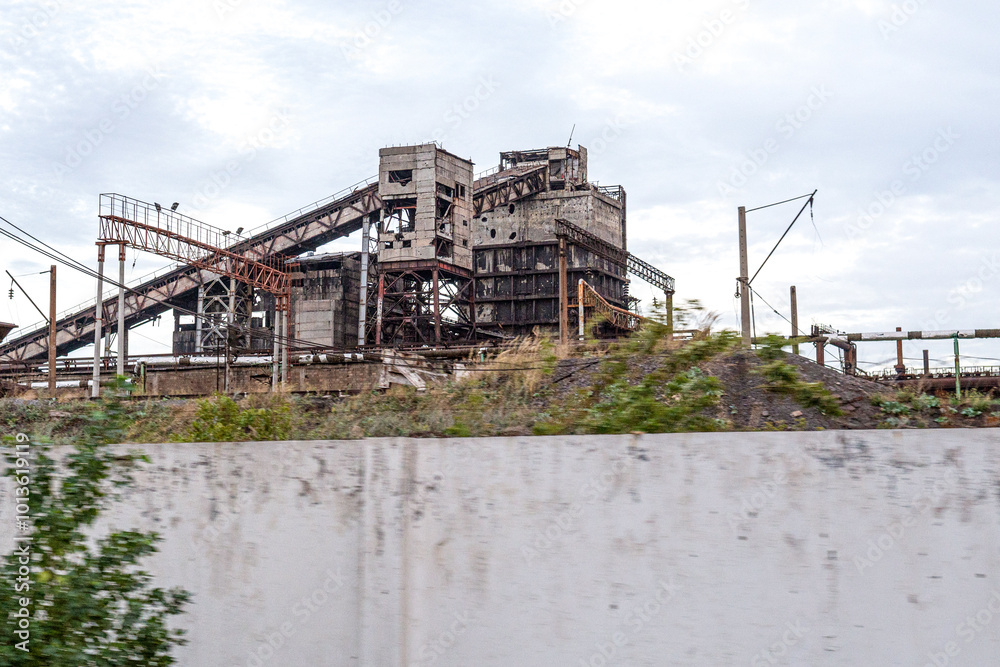 An enterprise destroyed during military operations. The ruins the plant after the war. An enterprise destroyed during military operations. The ruins the plant after the war.