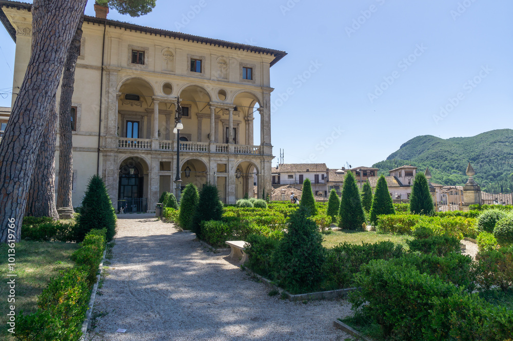 Fototapeta premium Loggia and gardens of Palazzo Vincentini. in Rieti, Italy