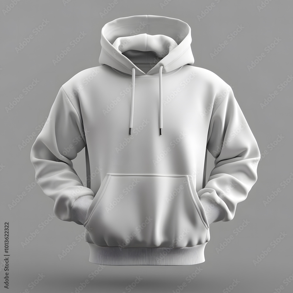 Blank White Hoodie Mockup on Gray Background design Blank White Hoodie Mockup on Gray Background design