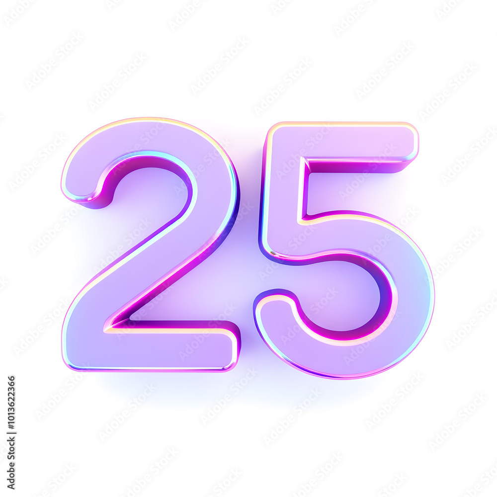 3D icon, number 25, white background, smooth textures, vibrant colors. Generative AI 3D icon, number 25, white background, smooth textures, vibrant colors. Generative AI