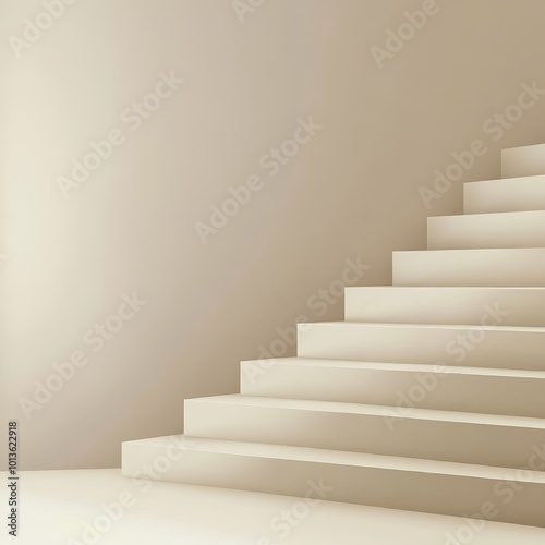 White stairs on a beige background. Vector illustration. Eps 10.