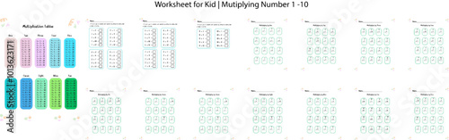 Worksheet for Kid, Multiplying by Number 1 to 10, Kindergarten, Math, Activities, Homework, Classroom, Preschool Activities