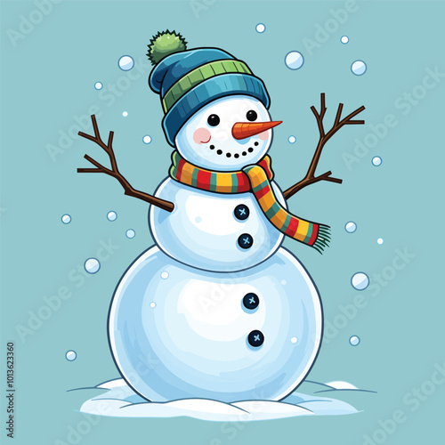 Playful Snowman Vector Illustration