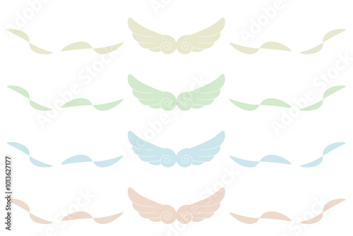 パステルカラーの天使の羽ライン素材