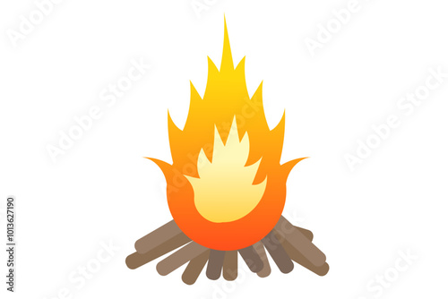 燃える焚き火のシンプルなイラスト