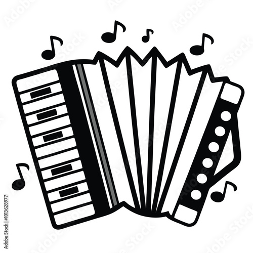 Accordion Music Instrument coloring  Vector design Logo