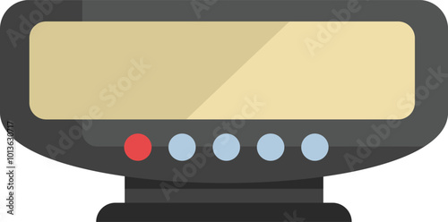 Electronic pager showing blank screen with buttons for paging someone, flat style icon
