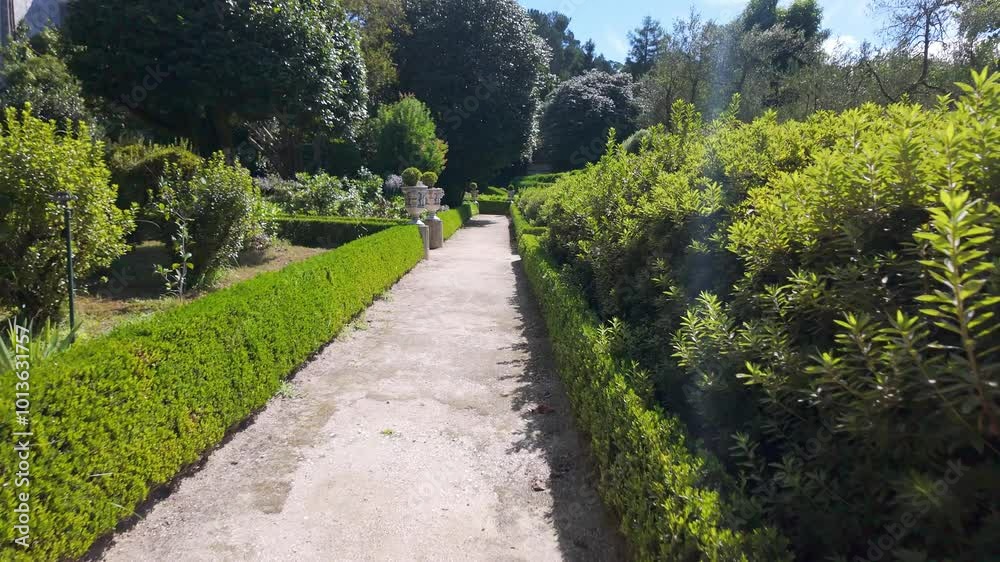 Wonderful path in the French style garden of the Pazo de Oca palace, Galicia, Spain. Wonderful path in the French style garden of the Pazo de Oca palace, Galicia, Spain.