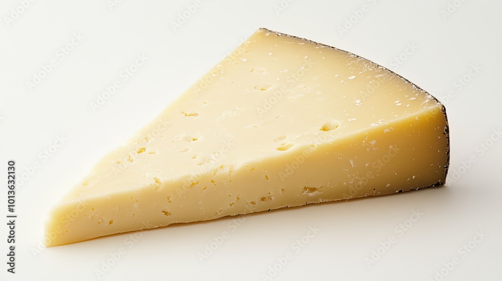A wedge of cheese in professional packaging, standing out against a plain white background. The label and packaging are clean, making the product retail-ready. A wedge of cheese in professional packaging, standing out against a plain white background. The label and packaging are clean, making the product retail-ready.