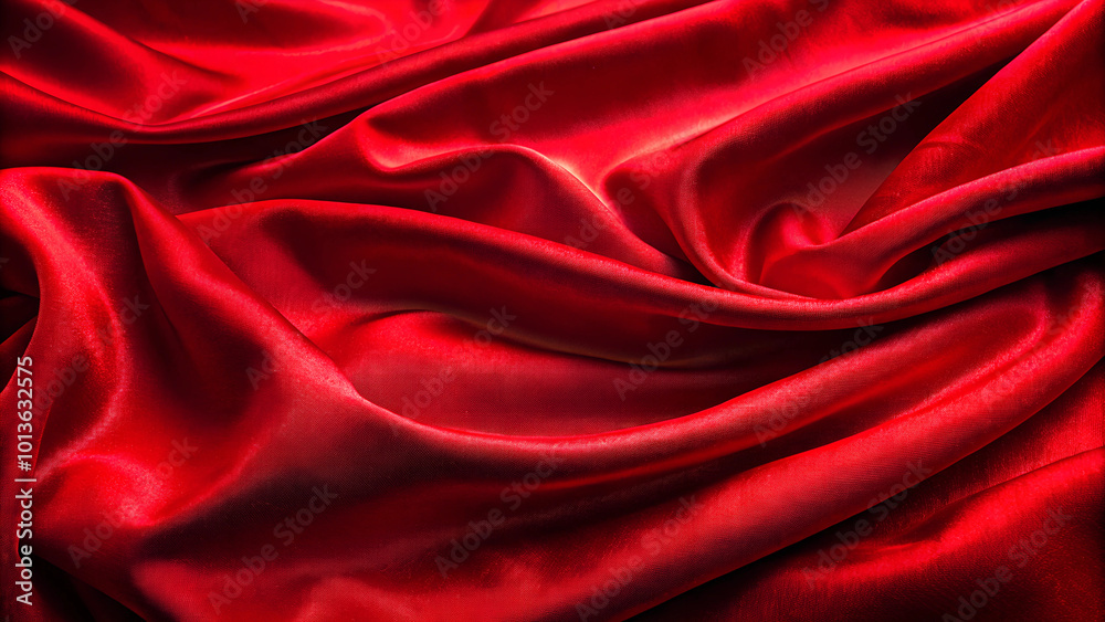 Obraz premium Bright red folded fabric with smooth, shiny satin texture