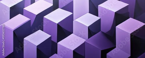 Geometric pattern of purple cubes with shadows, abstract art. Modern design concept