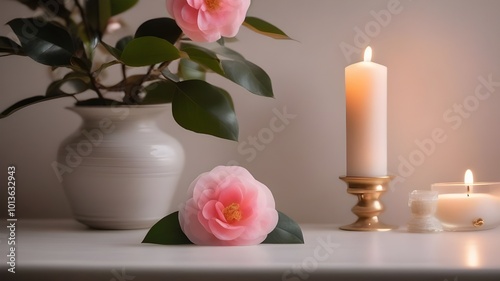 camellia on table