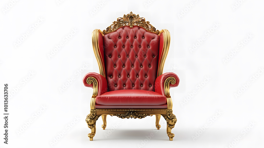 Red and gold luxury armchair isolated on transparent or white background design, PNG isolated on white background design Red and gold luxury armchair isolated on transparent or white background design, PNG isolated on white background design