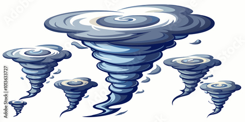 Tornadoes in Various Phases Vector Art for Natural Disaster Concepts