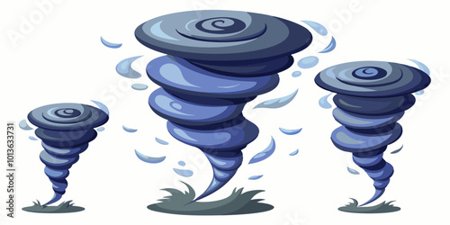 Tornadoes in Various Phases Vector Art for Natural Disaster Concepts