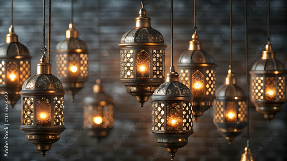 3D Glossy Diwali Hanging Lamps with Glowing Patterns on Elegant Dark Background - Festive Home Decor Ideas 3D Glossy Diwali Hanging Lamps with Glowing Patterns on Elegant Dark Background - Festive Home Decor Ideas