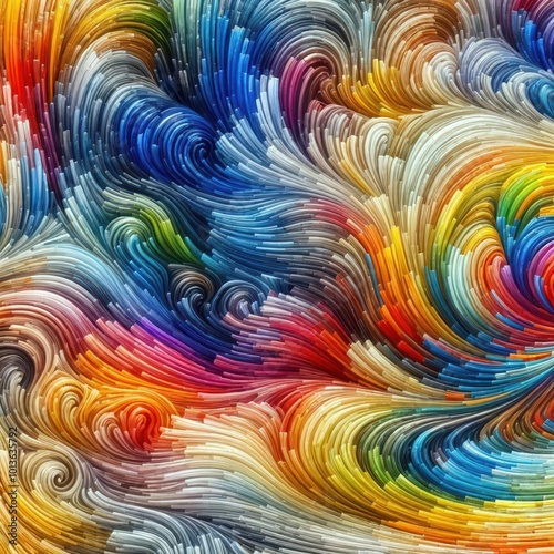 Vibrant swirling patterns flow harmoniously creating a dynamic sense of movement photo