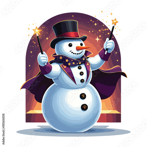 Playful Snowman Vector Illustration 