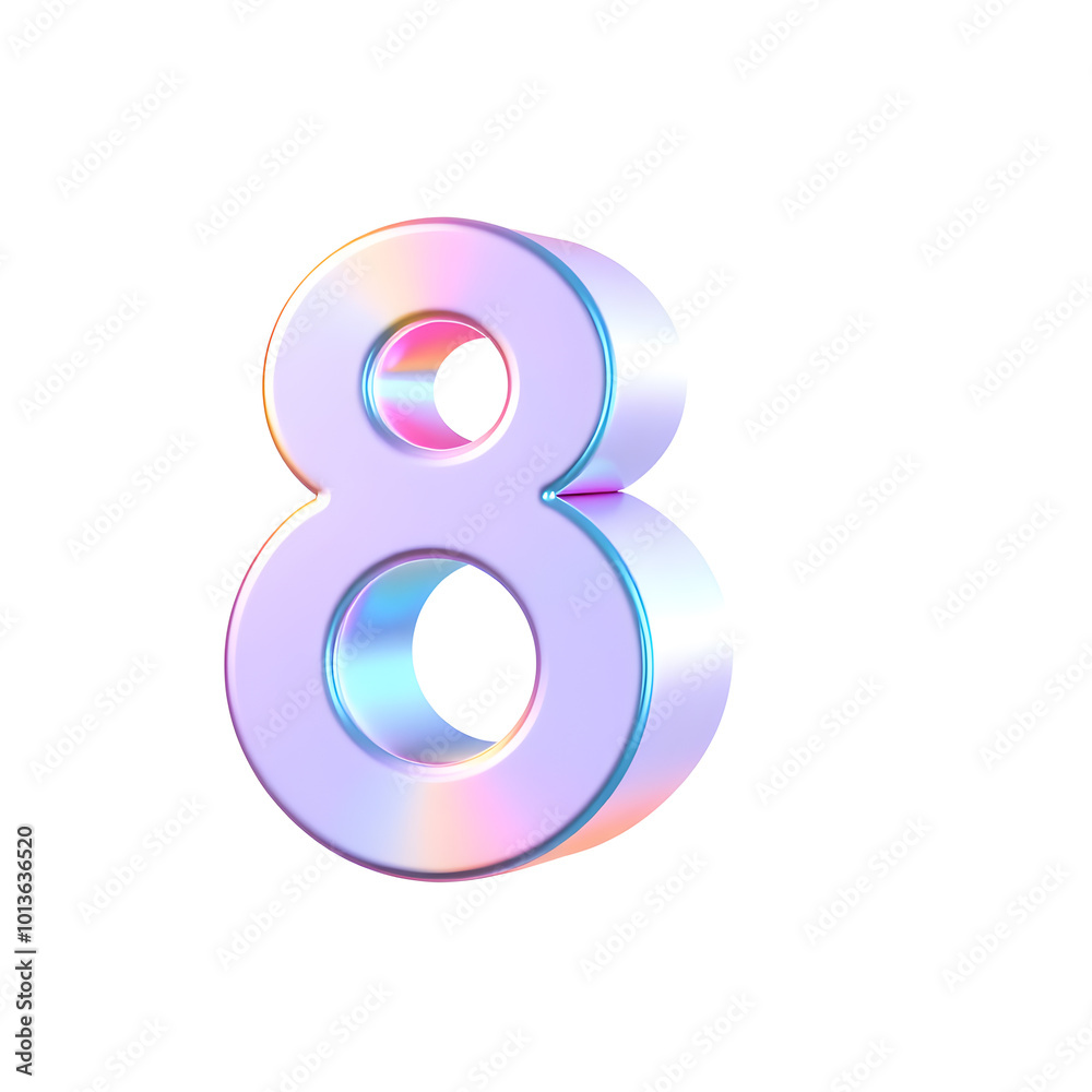 3D icon, number 8, white background, smooth textures, vibrant colors. Generative AI 3D icon, number 8, white background, smooth textures, vibrant colors. Generative AI