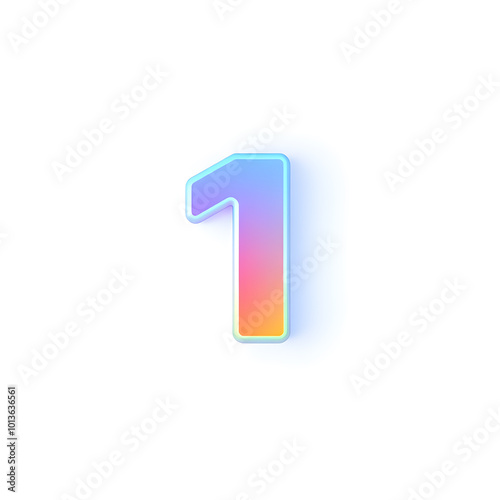 Free Download 3D icon, number 1, white background, smooth textures, vibrant colors. Generative AI - GFXLoad