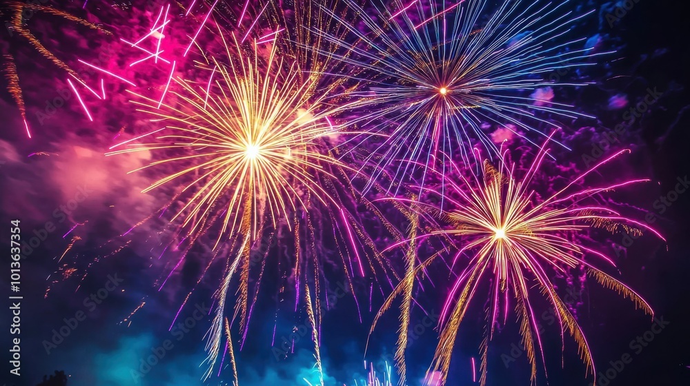 Dazzling Fireworks Display in Vibrant of Holiday Festivities Dazzling Fireworks Display in Vibrant of Holiday Festivities