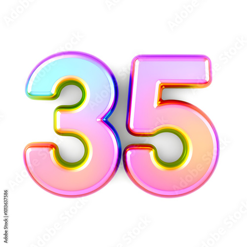 3D icon, number 35, white background, smooth textures, vibrant colors. Generative AI