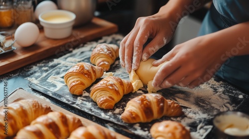 Shaping Croissants with Delicate Hands photo