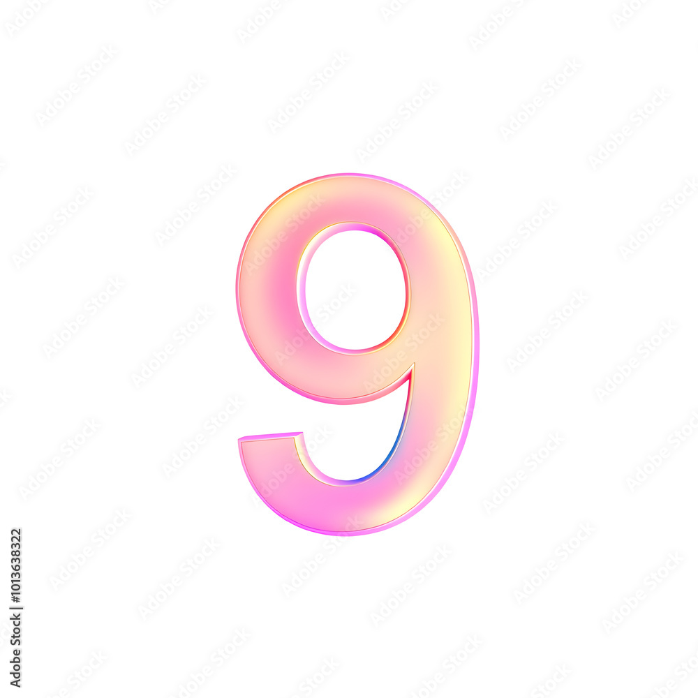 3D icon, number 9, white background vibrant colors. Generative AI 3D icon, number 9, white background vibrant colors. Generative AI