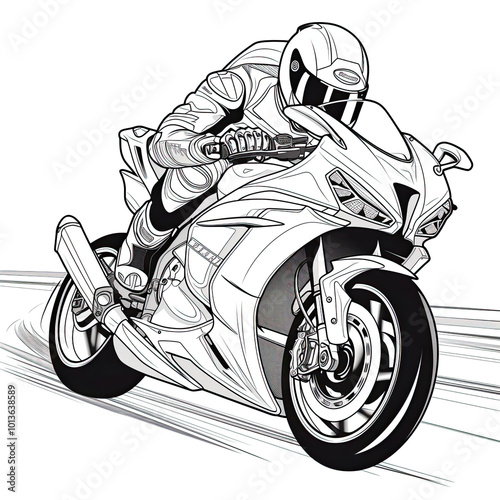 Beautiful Motorcycle Coloring Page, Motorbike Colouring Design for Your Corporate Books and Business Graphic Resource or Creative Project, Ai Generative photo