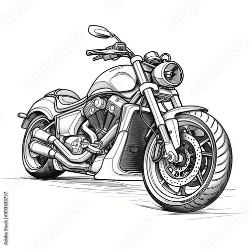 Beautiful Motorcycle Coloring Page, Motorbike Colouring Design for Your Corporate Books and Business Graphic Resource or Creative Project, Ai Generative photo