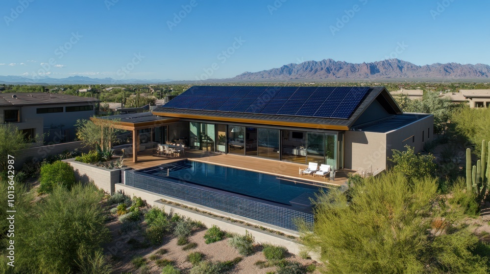 Modern Desert Home with Solar Panels and Pool Modern Desert Home with Solar Panels and Pool