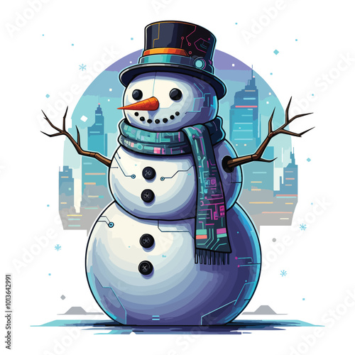 Playful Snowman Vector Illustration