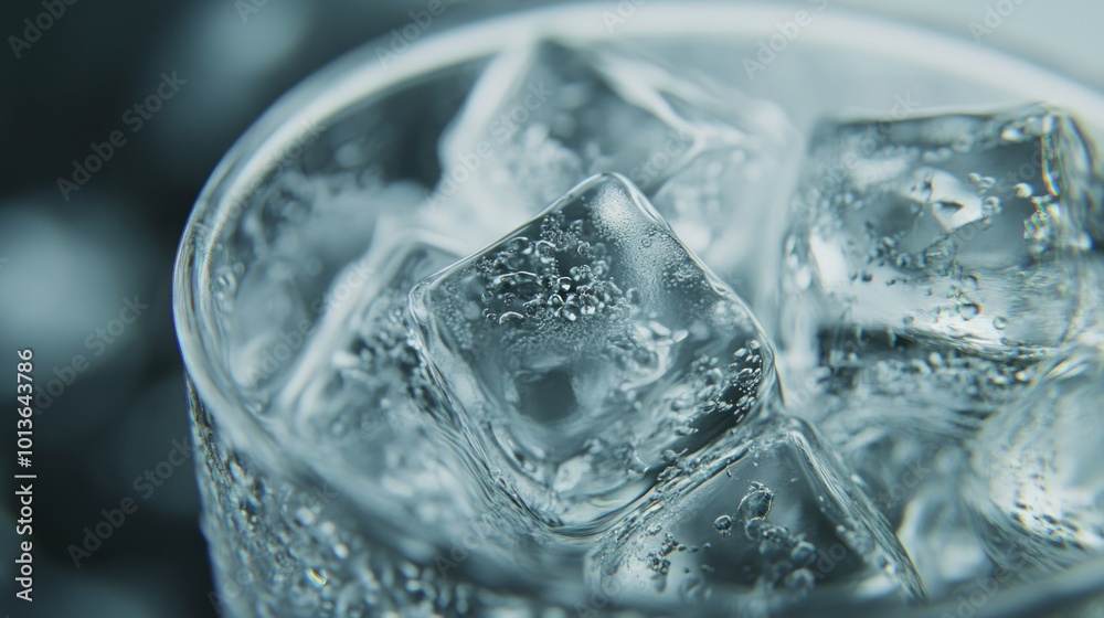 Close-up of ice cubes in a glass, showcasing bubbles and clarity. Close-up of ice cubes in a glass, showcasing bubbles and clarity.