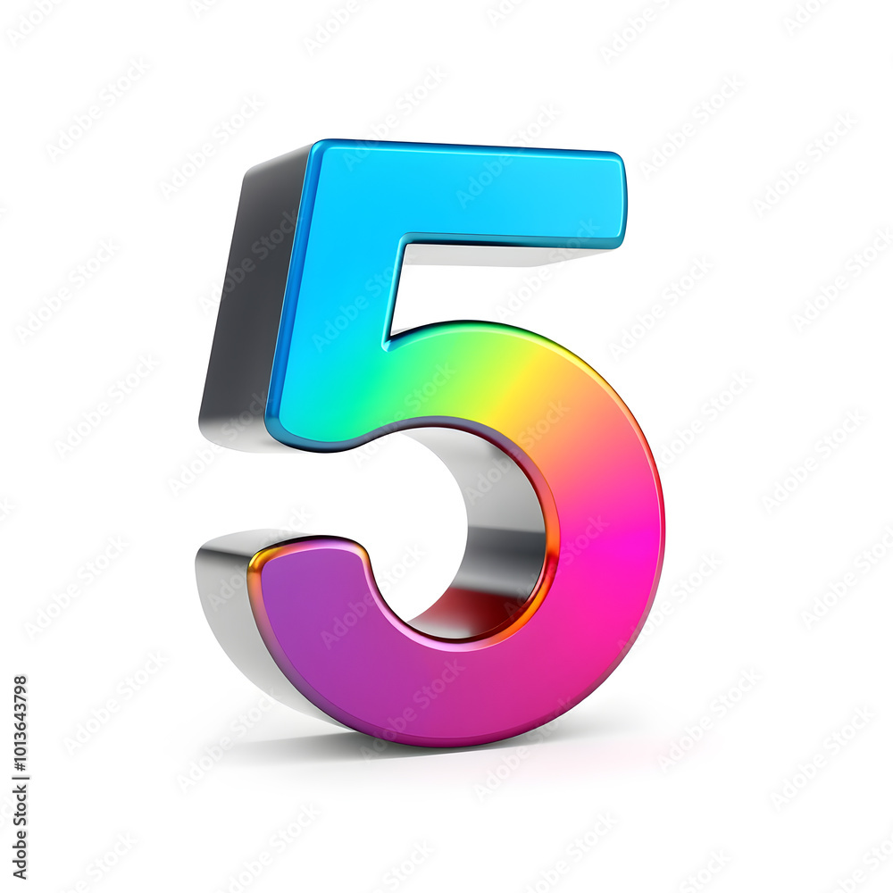 3D icon, number 50 white background vibrant colors. Generative AI