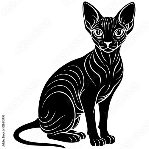 black and white cat vector