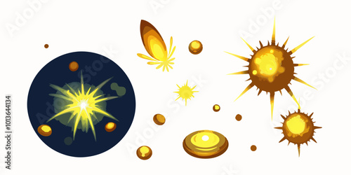 Set of Glowing Particles: Vibrant Light Effects for Creative Design
