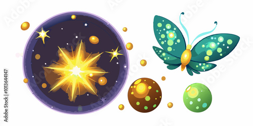 Set of Glowing Particles: Vibrant Light Effects for Creative Design
