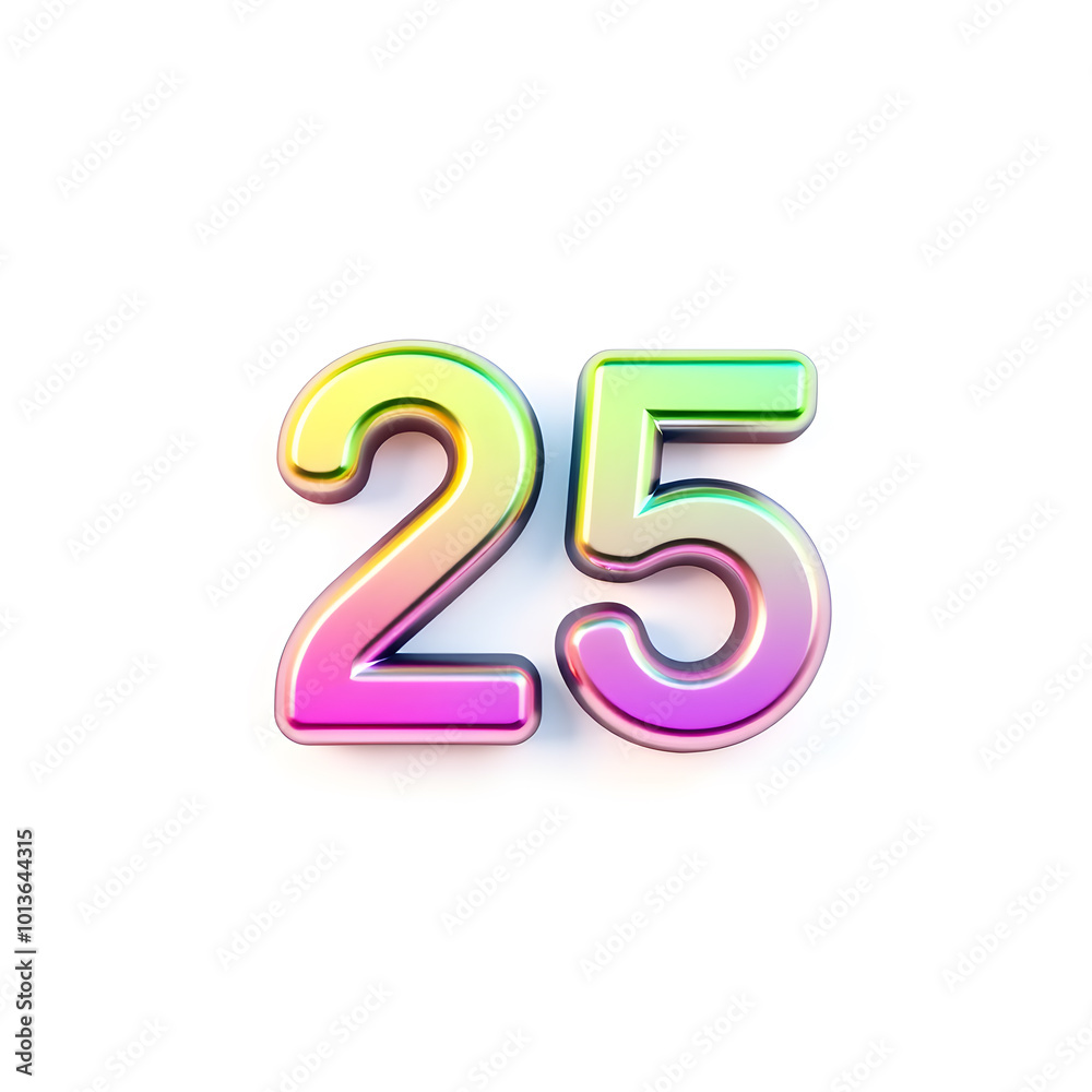 3D icon, number 25, white background, smooth textures, vibrant colors. Generative AI 3D icon, number 25, white background, smooth textures, vibrant colors. Generative AI