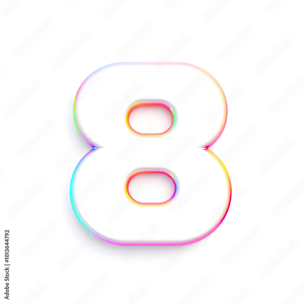 3D icon, number 8, white background, smooth textures, vibrant colors. Generative AI 3D icon, number 8, white background, smooth textures, vibrant colors. Generative AI