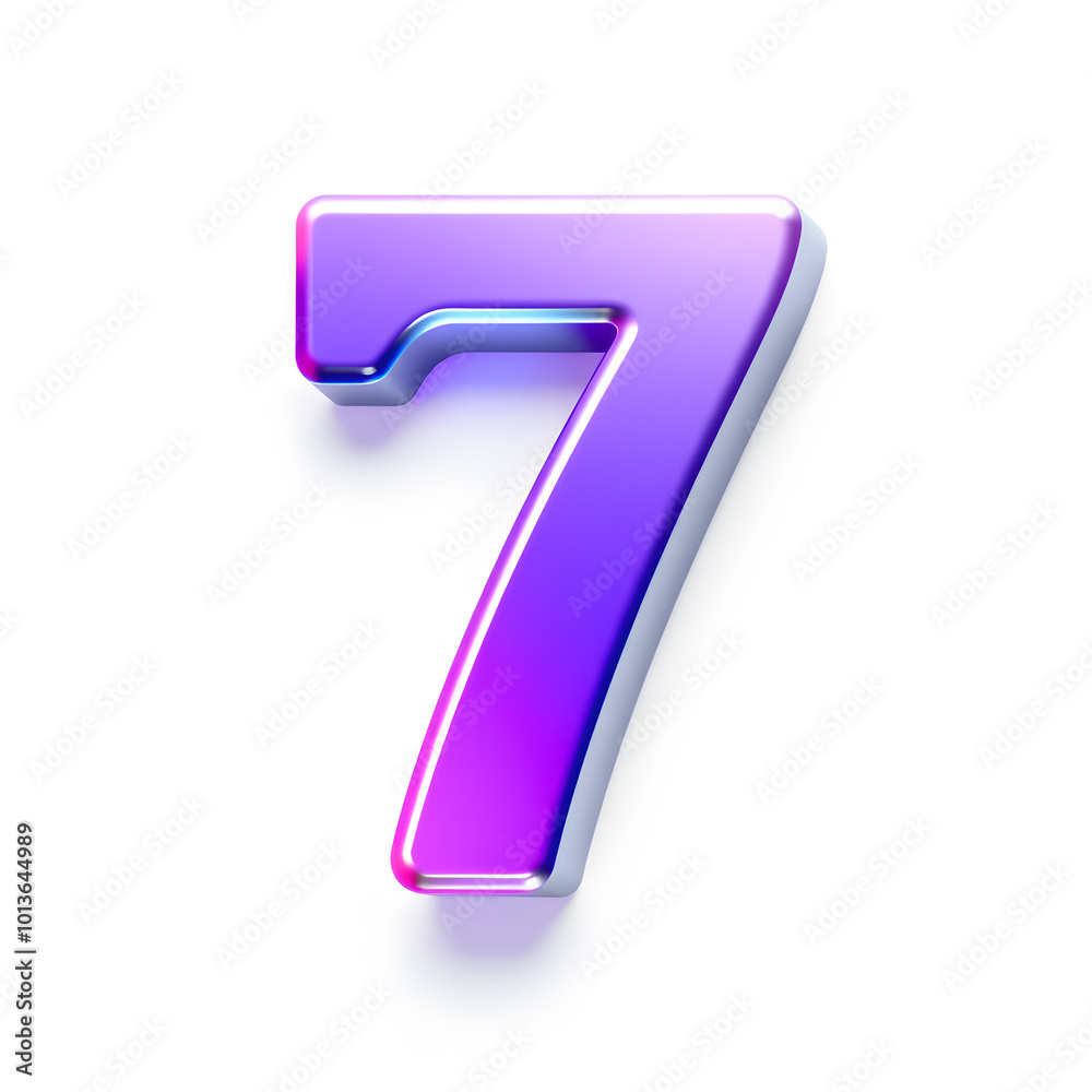 3D icon, number 7, white background, smooth textures, vibrant colors. Generative AI 3D icon, number 7, white background, smooth textures, vibrant colors. Generative AI