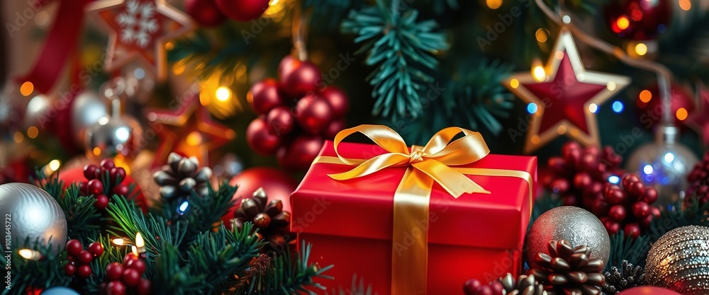 Festive Christmas Gift Under the Tree background Festive Christmas Gift Under the Tree background