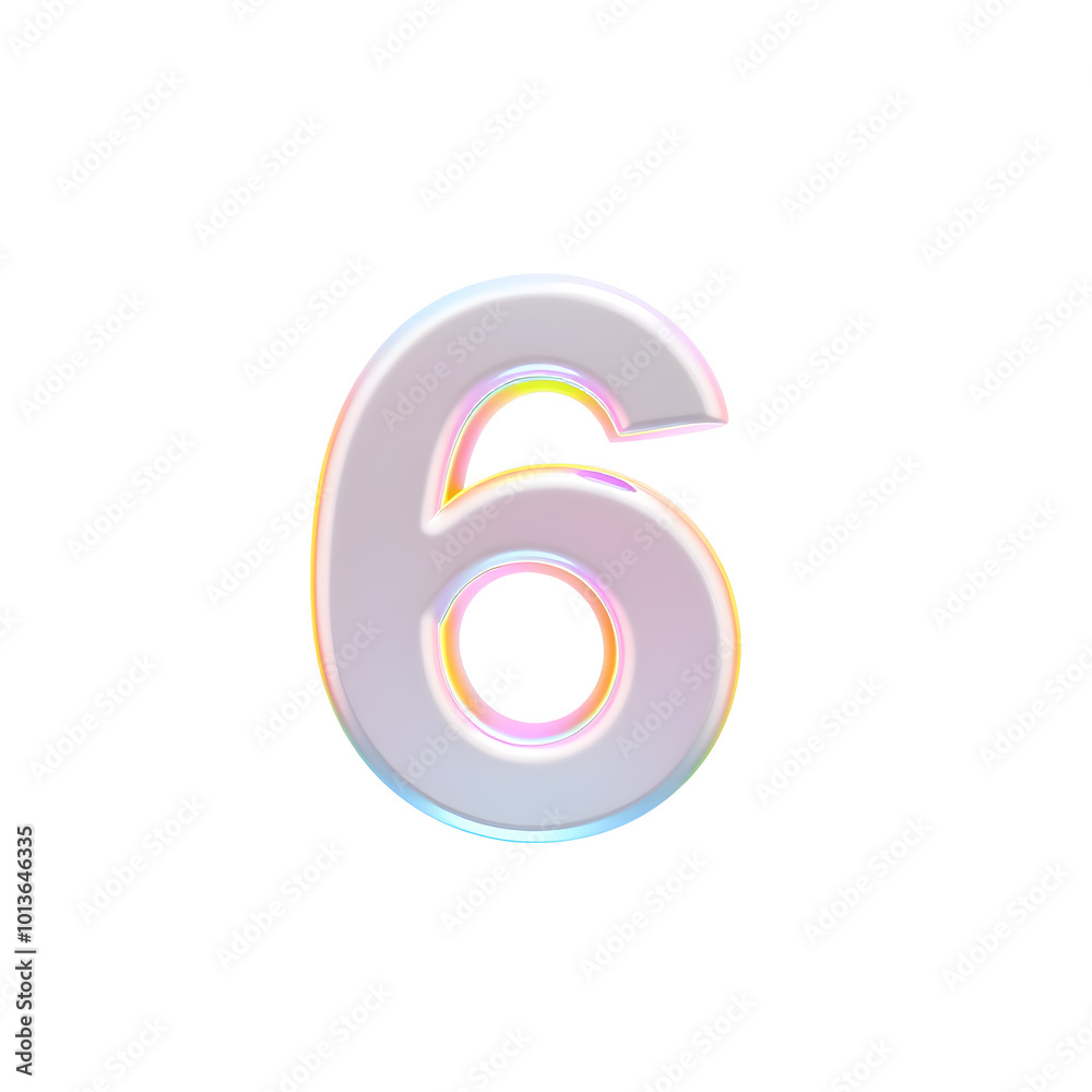 3D icon, number 6, white background, smooth textures, vibrant colors. Generative AI 3D icon, number 6, white background, smooth textures, vibrant colors. Generative AI