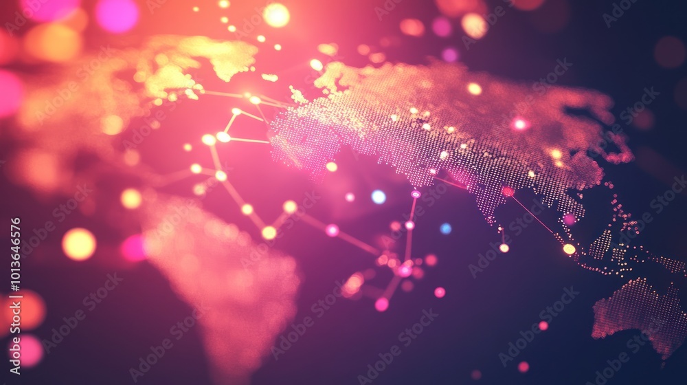 A vibrant digital representation of a global network with glowing connections and nodes. A vibrant digital representation of a global network with glowing connections and nodes.