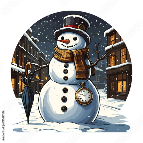 Playful Snowman Vector Illustration