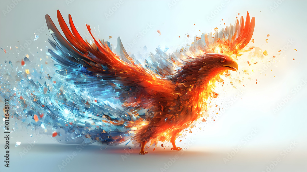 3D Glowing Holographic Eagle and Flag Icon with Ample Copy Space for Hari Pahlawan - National Pride Imagery 3D Glowing Holographic Eagle and Flag Icon with Ample Copy Space for Hari Pahlawan - National Pride Imagery