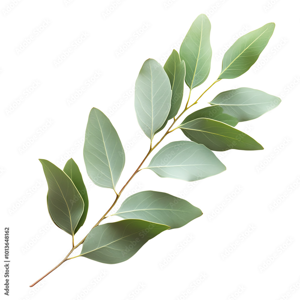 Fototapeta premium Eucalyptus branch, white isolate background
