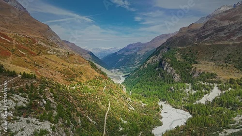 Aerial view of a Snow-Capped Glacier in the Mountains