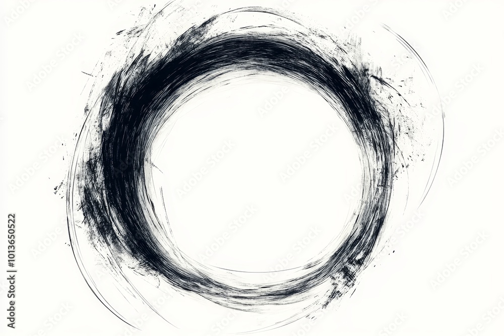 Abstract Black Ink Circle on White Background Abstract Black Ink Circle on White Background